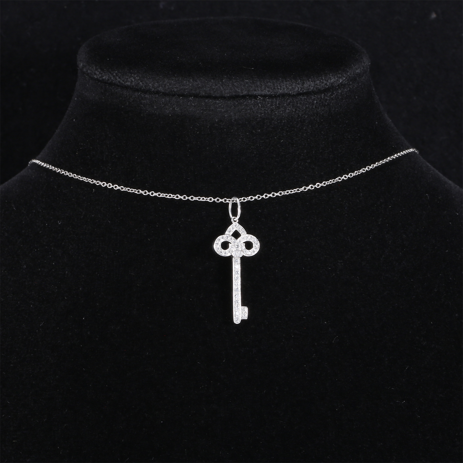 99新 Tiffany & Co./蒂芙尼 -100久久 鸢尾花钥匙项链 2.5cm 满钻