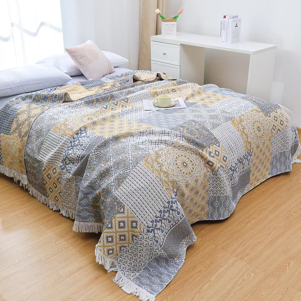 【京かわ会社】纯棉流苏盖毯150*200cm莉莉丝黄