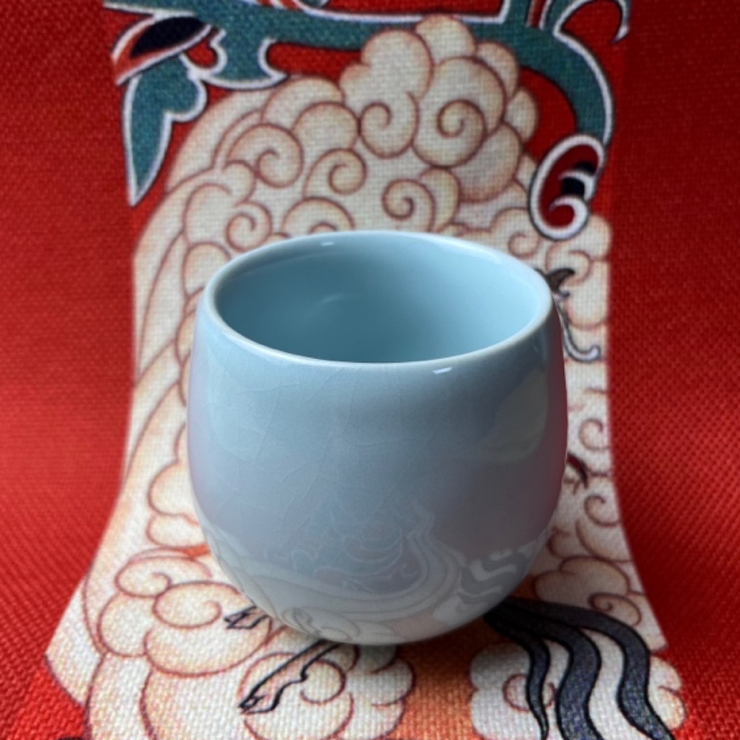 ［观月］陶瓷艺术大师 原产地原矿原釉 汝瓷天青暖手杯
