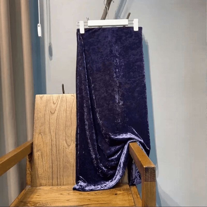 爆款高端金丝绒遮肉遮肚秋冬款半身裙大码宽松时尚洋气高档裙子女