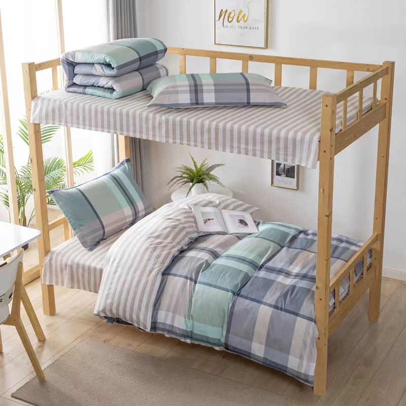 全棉三件套网红款床单被罩纯棉学生宿舍三件套ins风床N