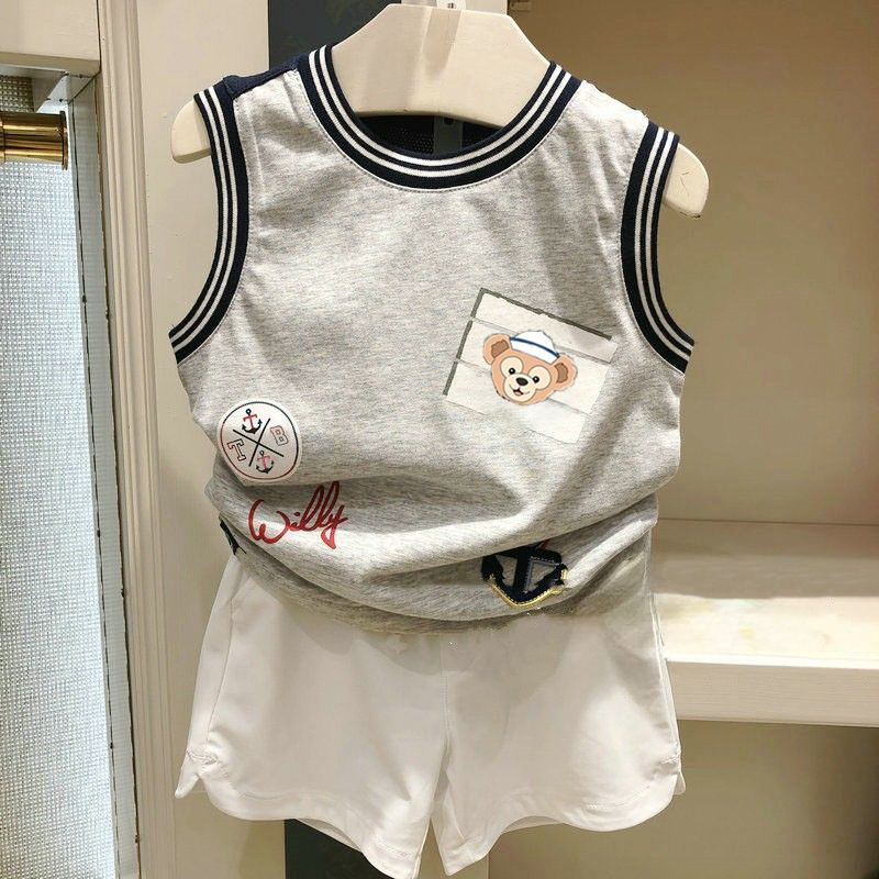 【新品特价】棉男女童中小童2024夏季新款卡通印花速干透气无袖背心
