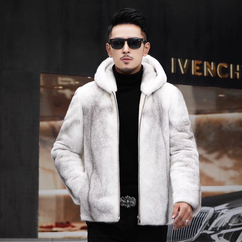 进口十字貂紫金短二原色貂皮外套男装整貂皮大衣男士皮草皮毛一体