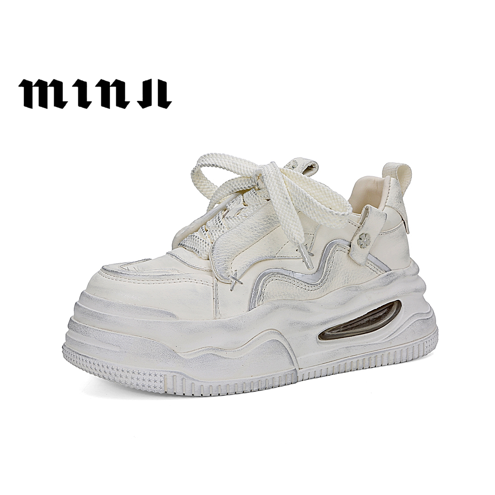 知足敏儿原创正品板鞋真皮气垫擦色做旧厚底休闲鞋秋季新款860620