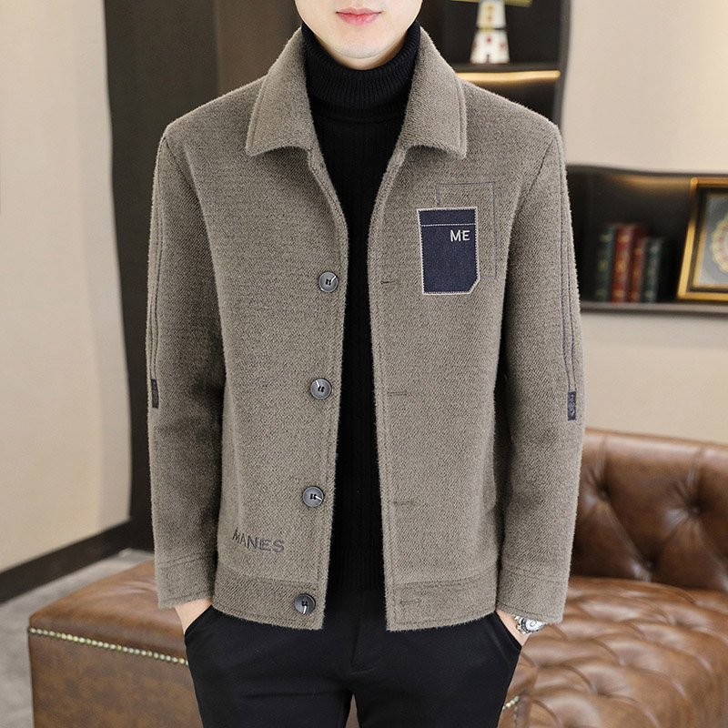 秋冬季新款男士毛呢大衣短款韩版休闲修身加厚呢子外套翻领夹克