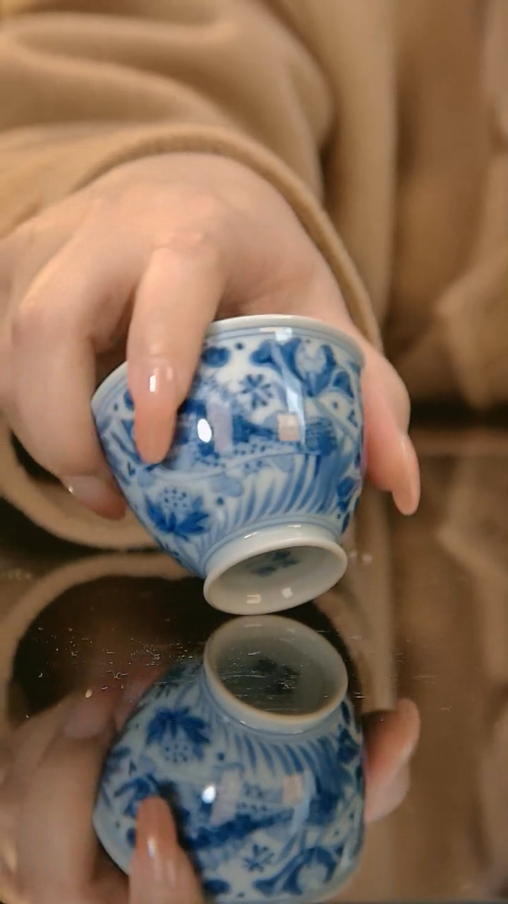 【闪购商品】陶瓷杯怀一草堂柴窑 小高足鱼藻