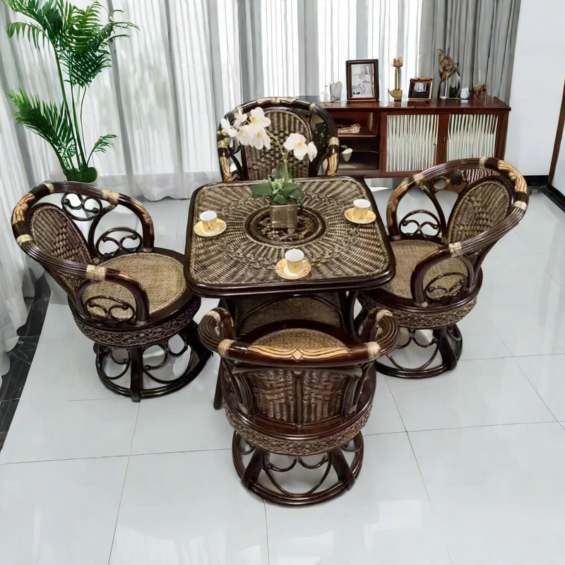 公主转椅三件套 五件套 藤编椅子 转椅 家用椅子 靠背椅  阳台椅 