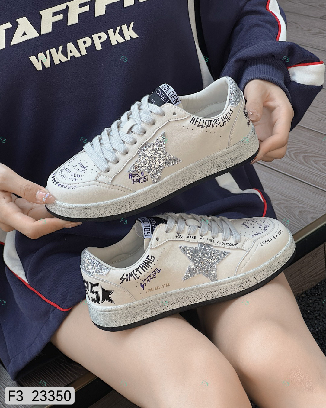 F3潮流女鞋涂鸦星星鞋