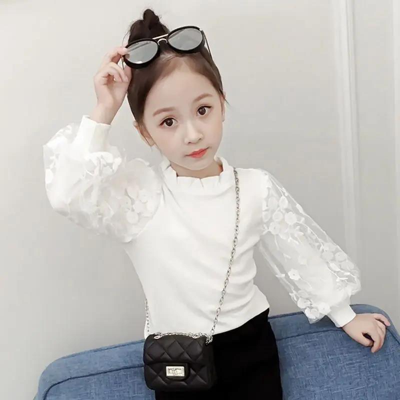 女童打底衫春秋装2023新款童装儿童长袖T恤小女孩上衣白色洋气秋
