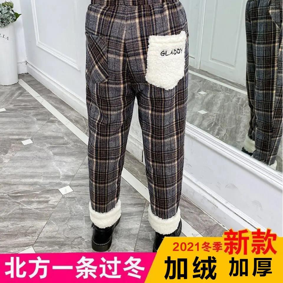 女童加绒加厚裤子冬季外穿宽松长裤2023年新款时尚女大童保暖裤潮
