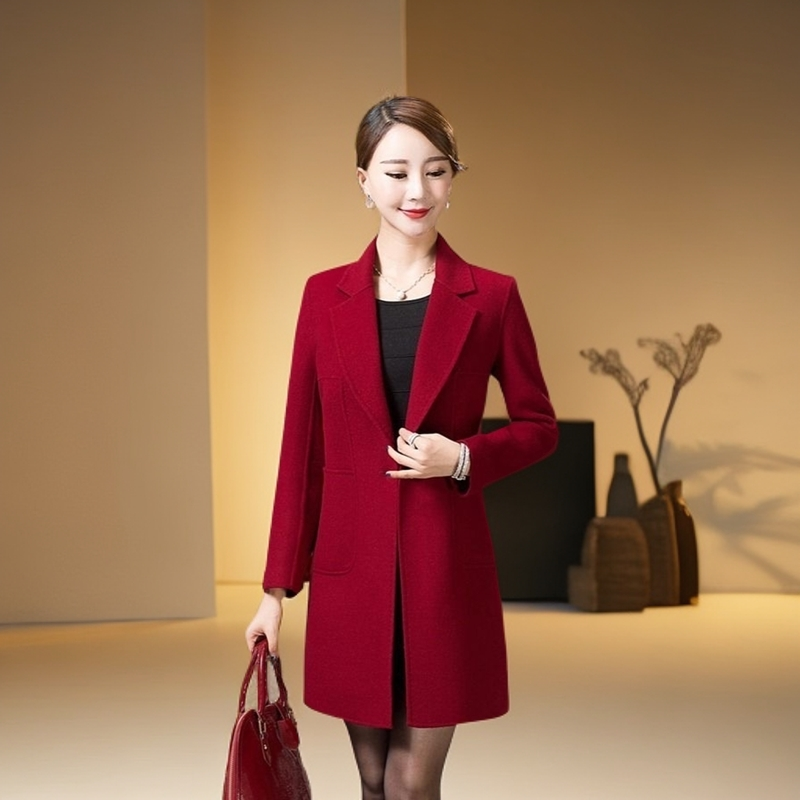 【100%纯羊毛】早春新款时尚气质百搭显瘦中长款纯羊毛双面大衣