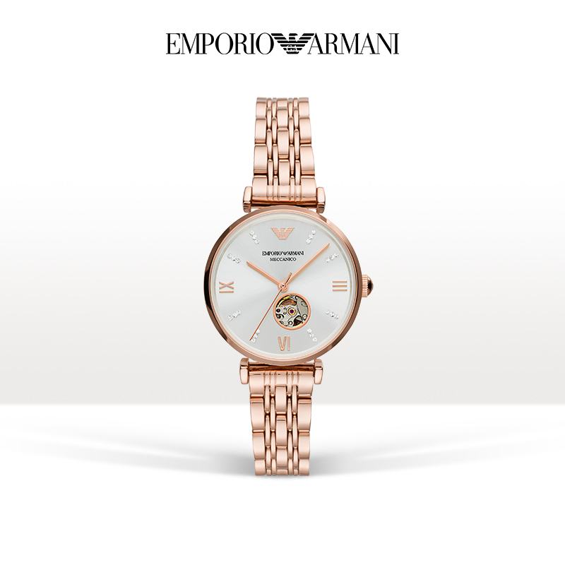 Emporio Armani手表女满天星轻奢气质镂空机械表AR60023官方正品