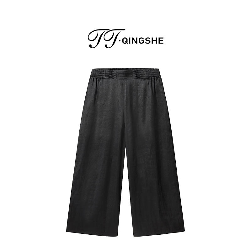 【水墨丹青】满分桑蚕丝非遗香云纱工艺直筒裤气质百搭时尚高腰宽松