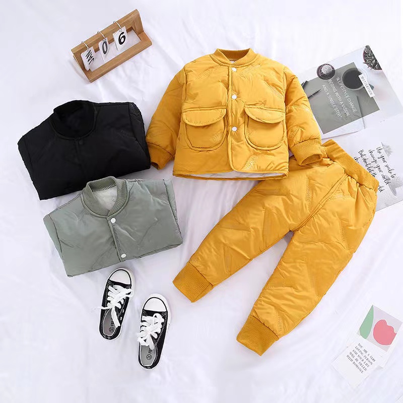 儿童棉服套装秋冬装冬款加厚外穿棉衣棉裤中小童保暖夹棉两件套潮