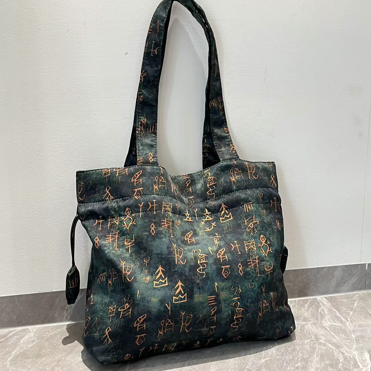 （绿色甲骨文包）新中式国风单肩包30*30