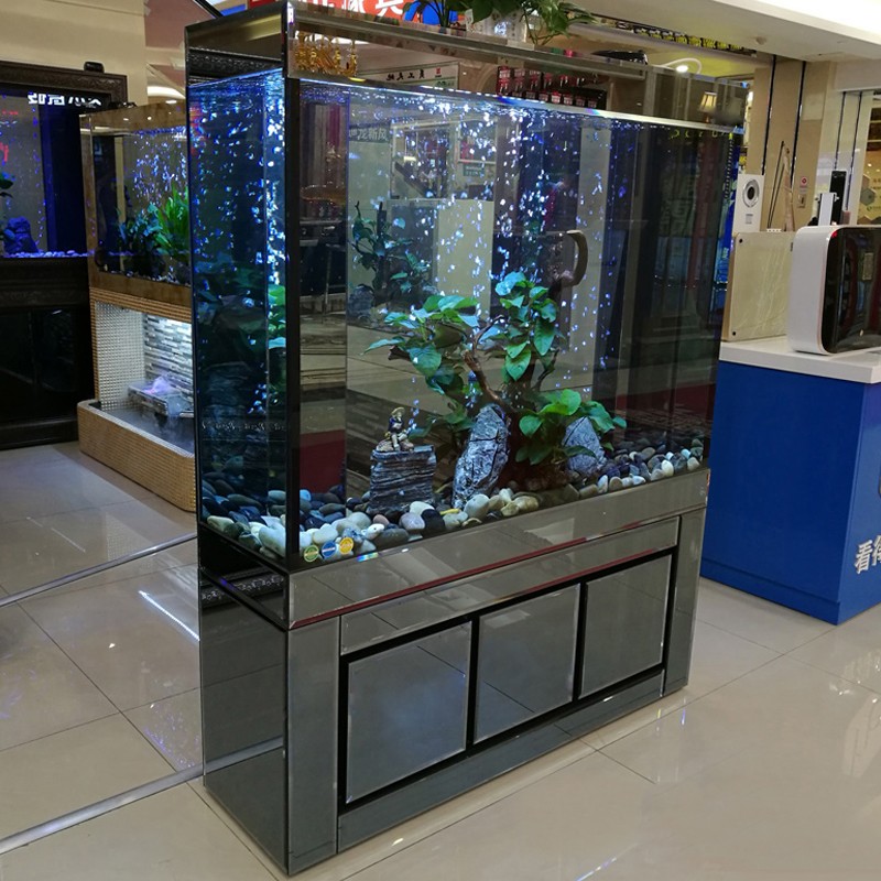 江彩鱼缸客厅大型家用水族箱隔断墙落地过滤免换水超白玻璃金鱼缸