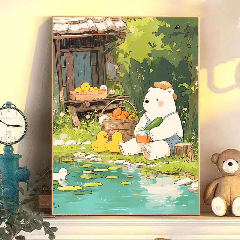 diy数字油画动物插画系列手工填充填色油画解压治愈系装饰挂画