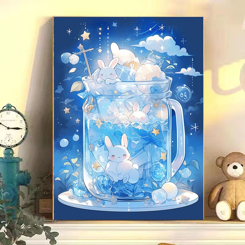 diy数字油画甜品猫猫系列手工填充填色油画解压治愈系列装饰挂画