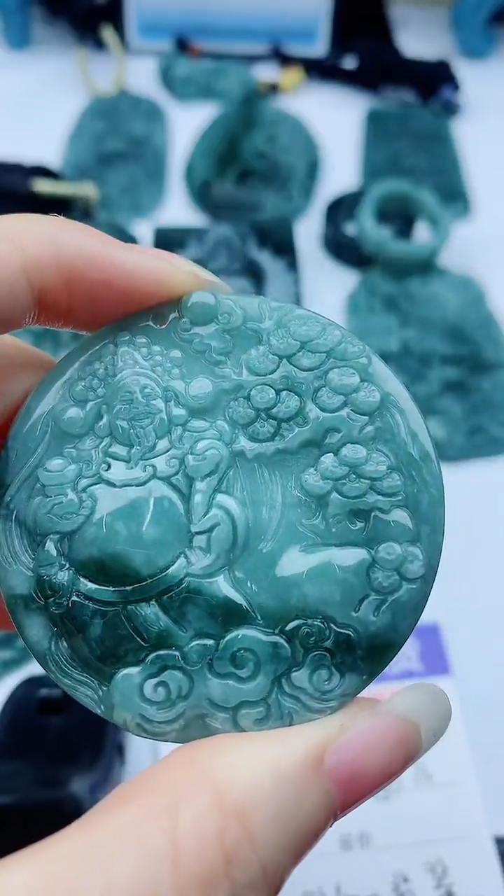 【闪购商品】翡翠颈饰未镶嵌999财爷爷圆20