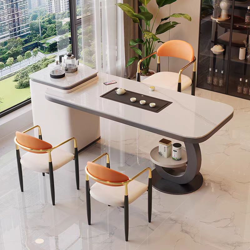 轻奢岩板茶桌新款阳台简约一体泡茶台现代客厅办公待客小茶台茶桌
