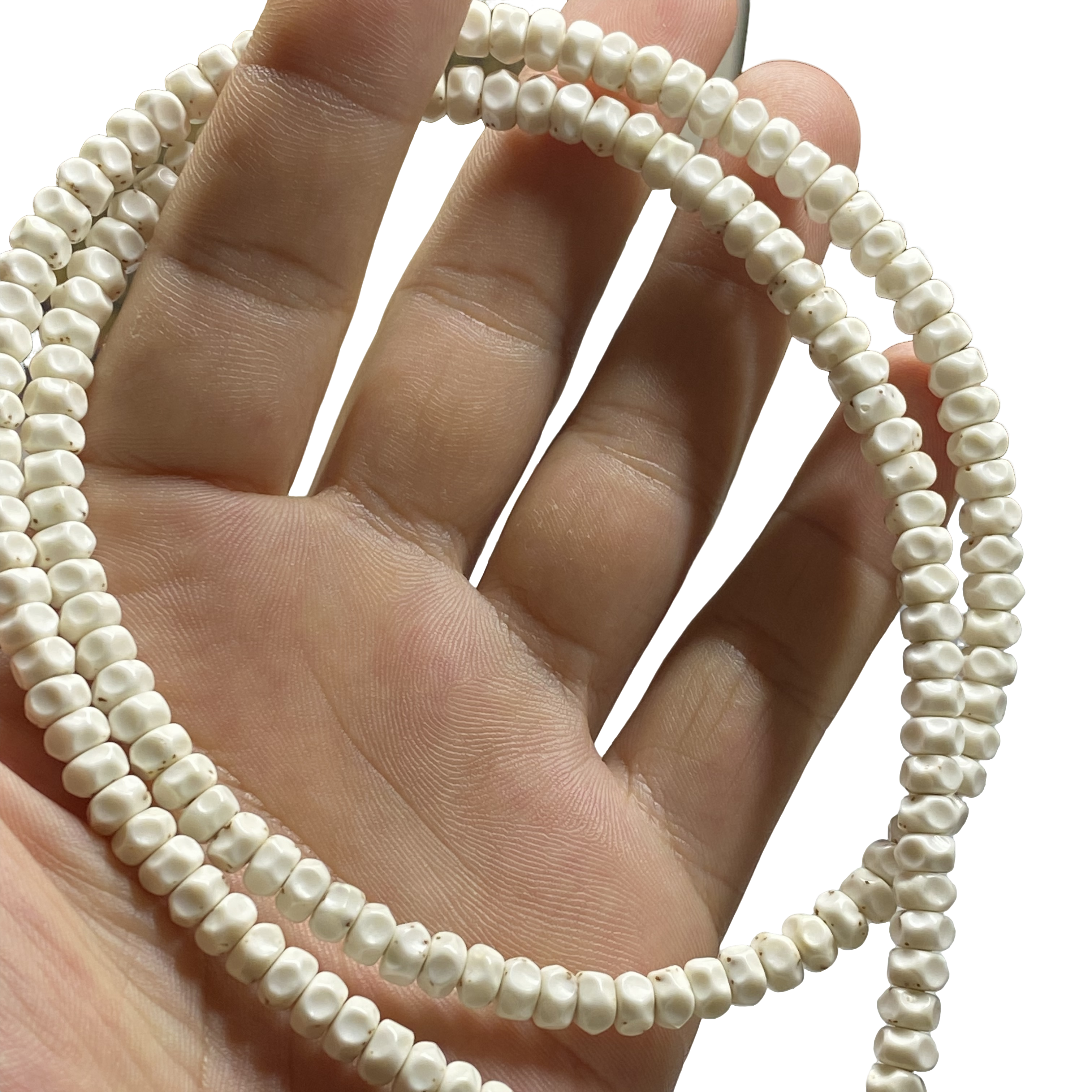 佛珠手串星月菩提海南料石玉料骨瓷白药片无相6-3.5无月数星星