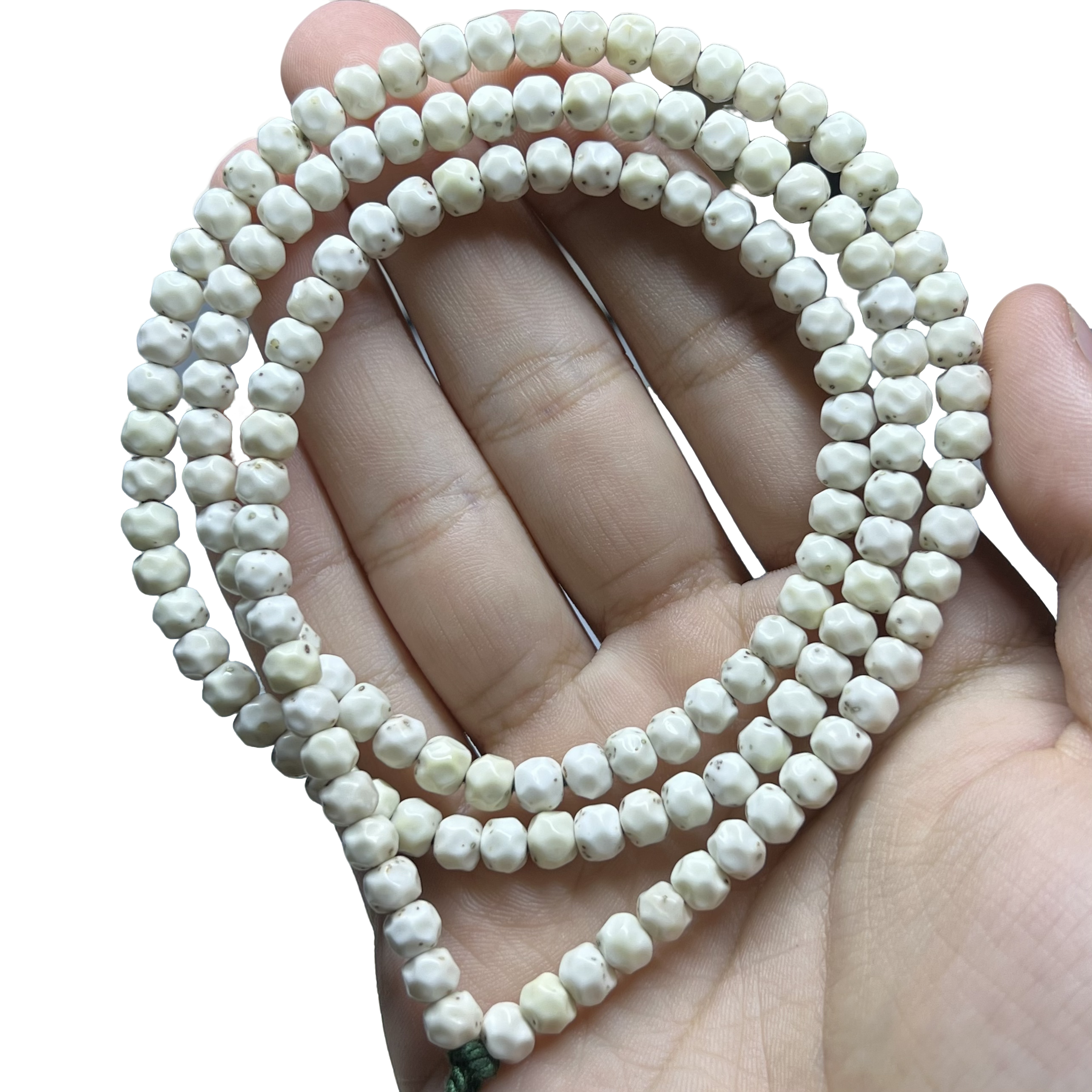 佛珠手串星月菩提海南料石玉料骨瓷白纯手工无相6-5无月数星星