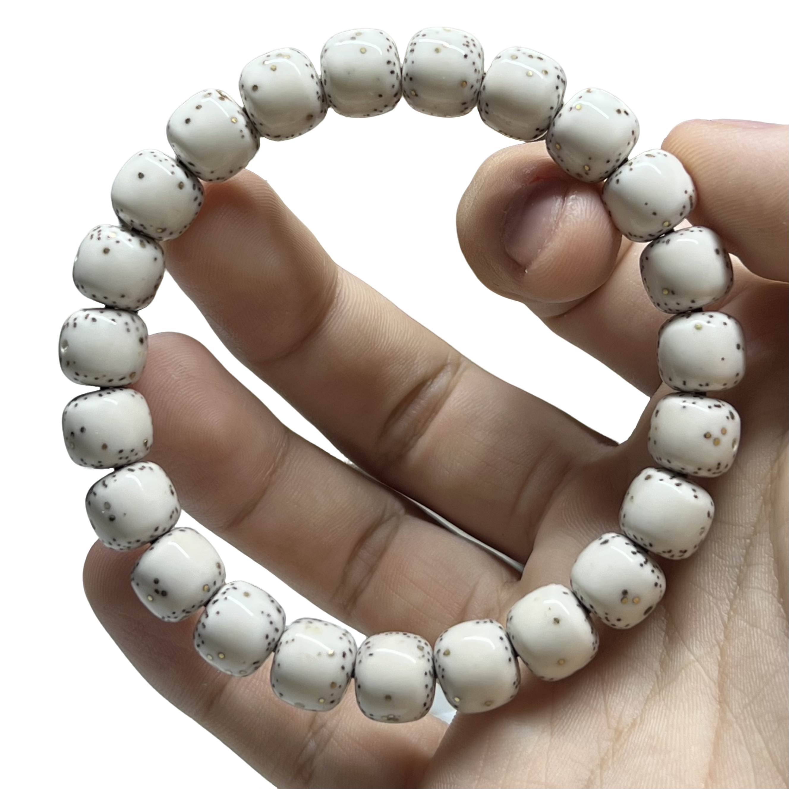 佛珠手串星月菩提海南料原生态原脂白桶珠10-9正月通体留白细星点