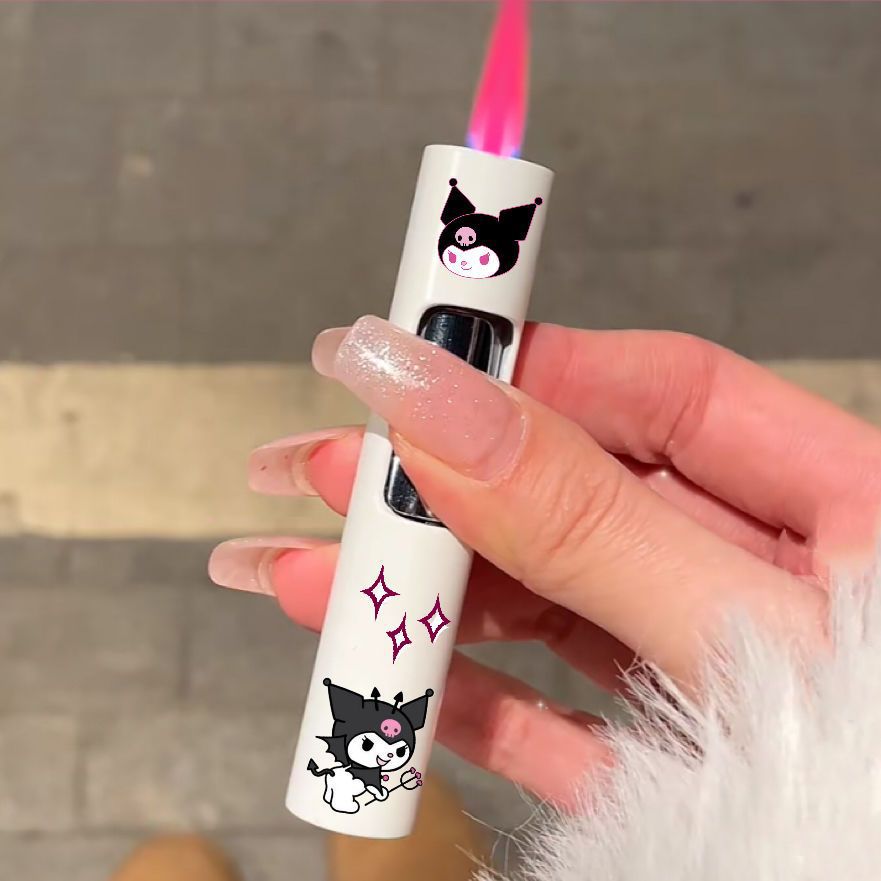 可爱草莓熊粉焰防风打火机圆柱形充气金属小巧女孩子送男女友礼物