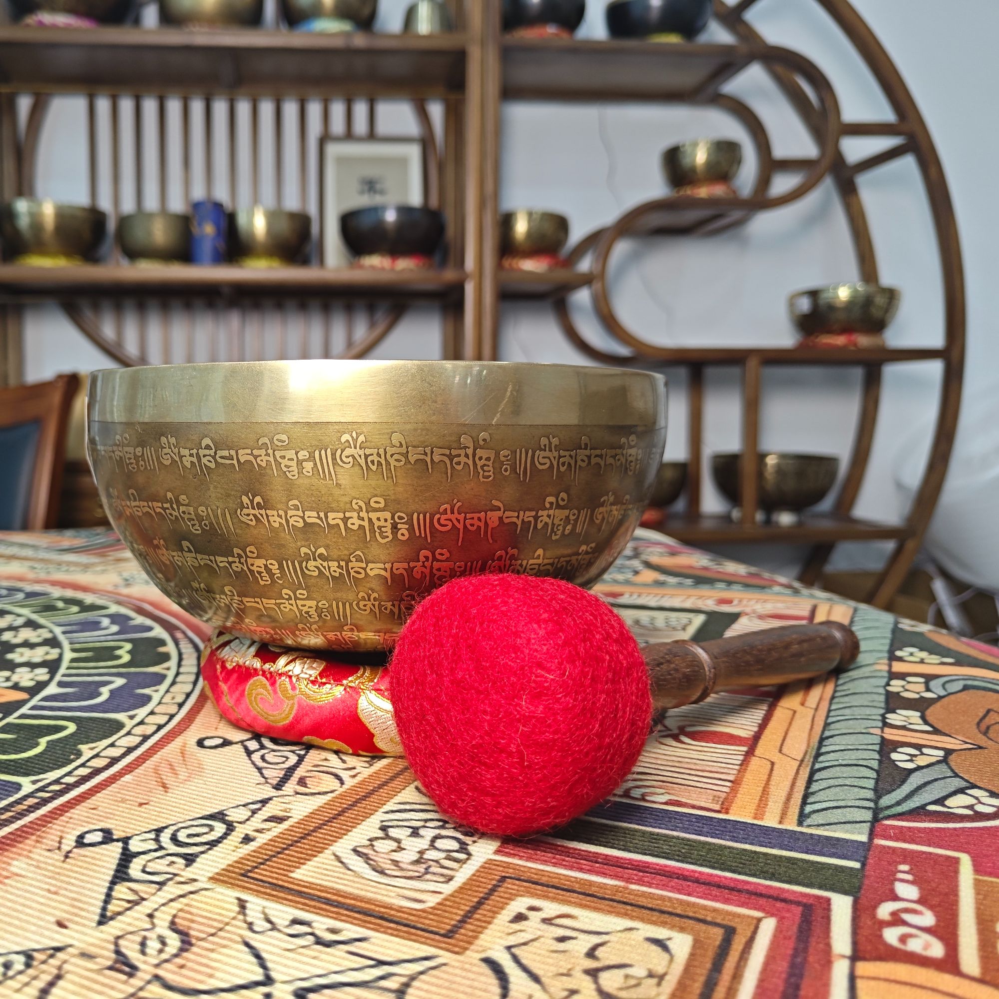 尼泊尔经文纯手工雕花颂钵
