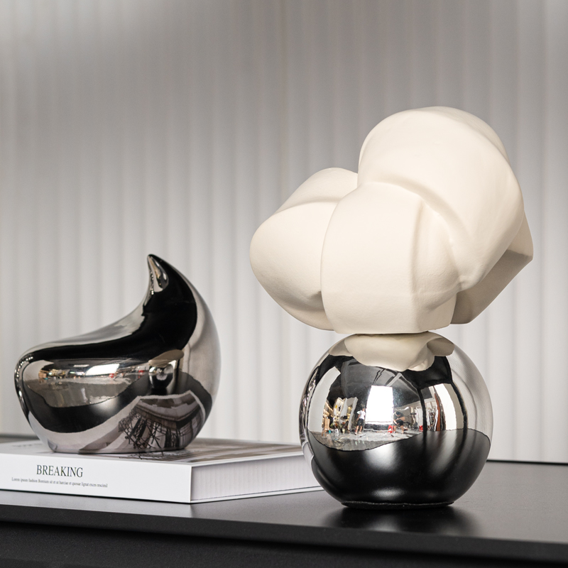 高级感轻奢售楼部展厅客厅书房套装软装样板间书架书柜装饰品