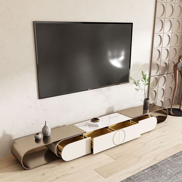 轻奢岩板置物电视柜组合家用客厅现代简约北欧创意伸缩储物落地柜