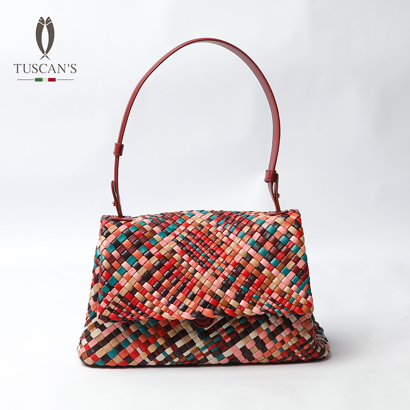 【高端女包】TUSCAN'S彩色编织包女士轻奢时尚碎花编织包|时代双鱼