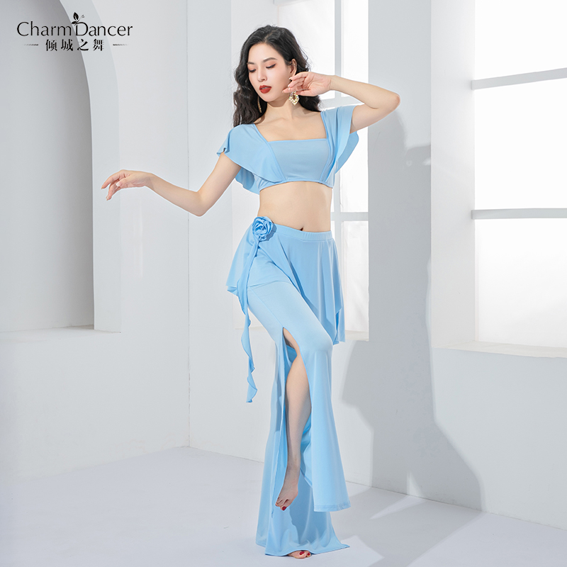 倾城之舞设计感肚皮舞服温柔风花朵元素开叉阔腿裤装练习服装班服
