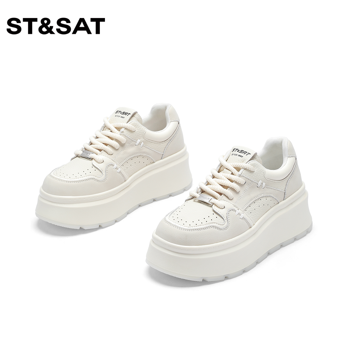 【秋意深浓】星期六休闲鞋女2024新款时尚厚底圆头百搭时尚低帮鞋