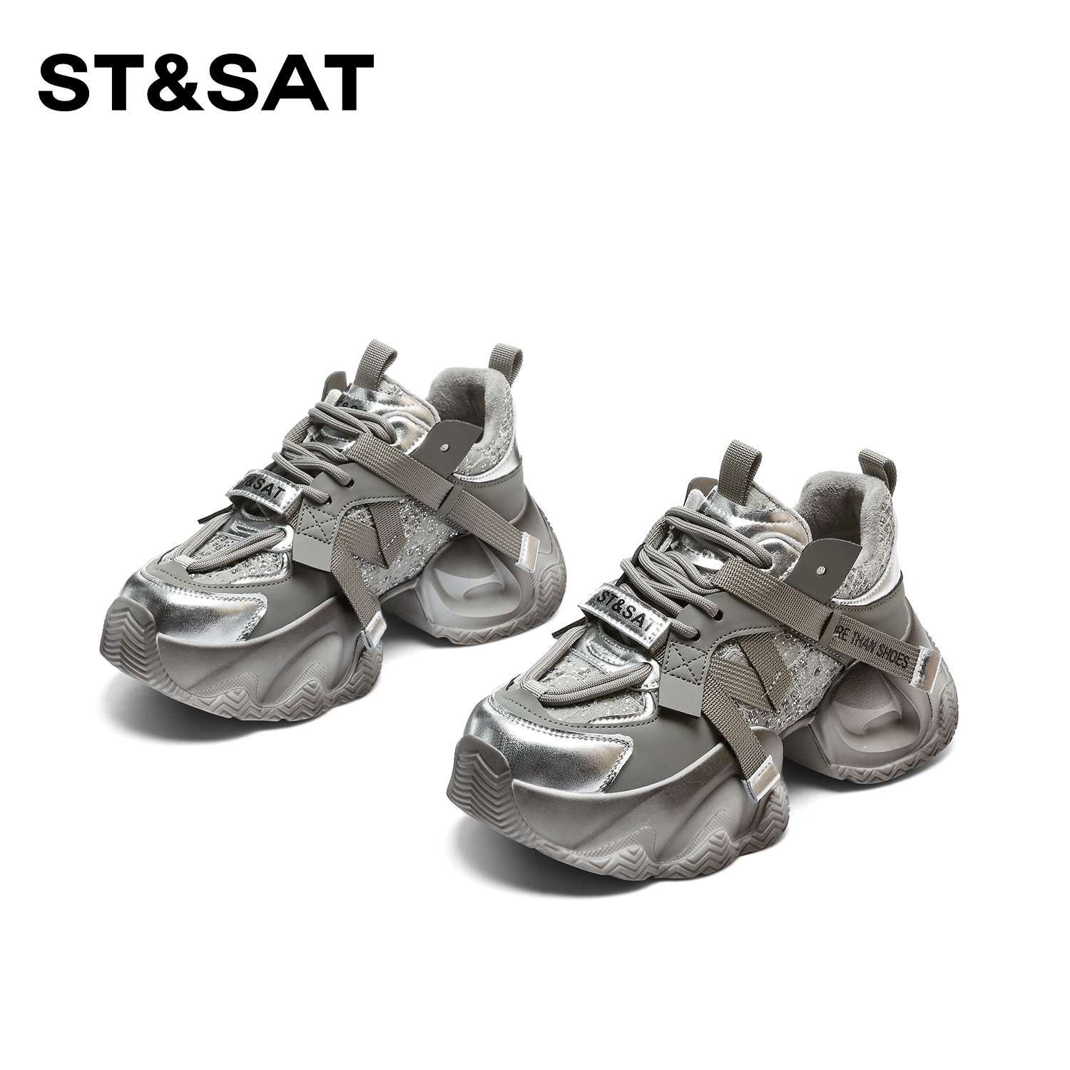 St&Sat/星期六老爹鞋女2024春季新款时尚百搭潮流厚底增高休闲鞋