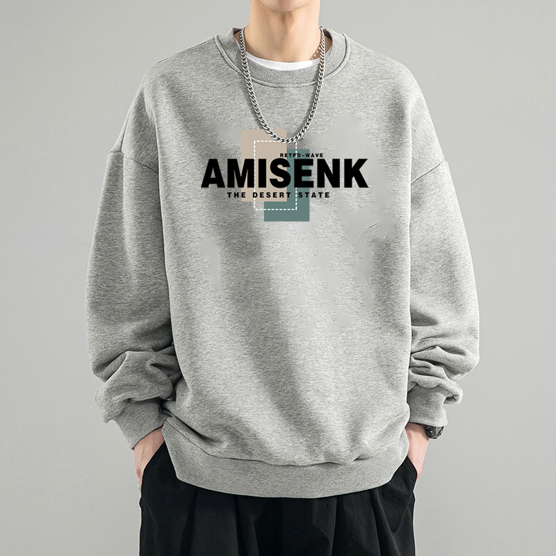 青少年卫衣男士春秋季2023新款宽松潮牌重磅男生圆领长袖T恤外套