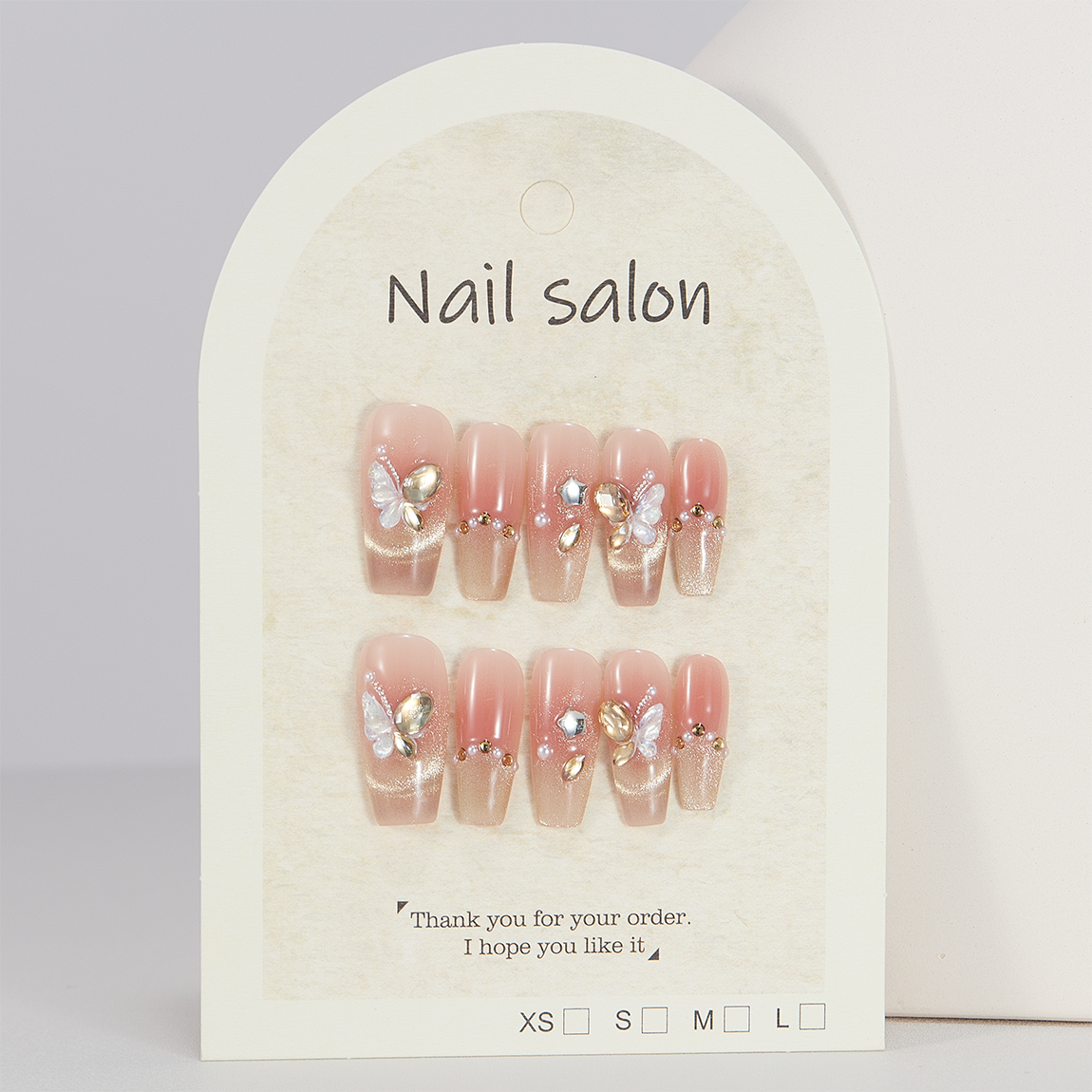 【雨蝶之吻】纯手工穿戴甲秋冬猫眼长款美甲百搭可拆卸