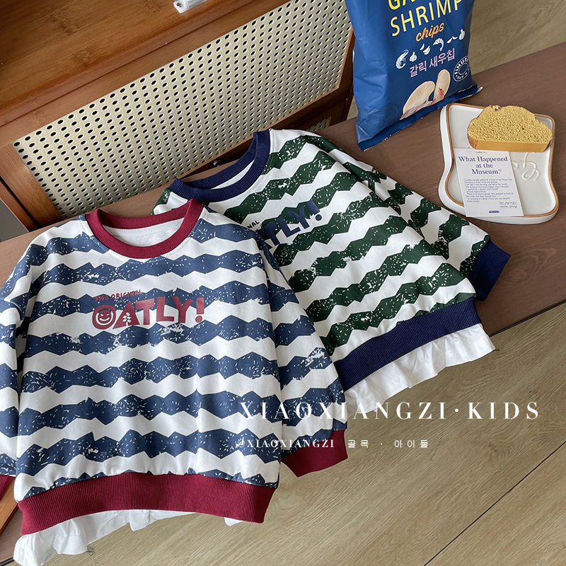 【迪哥】春秋装儿童韩版撞色卫衣HAT3121（偏大一码）WH-CCCC