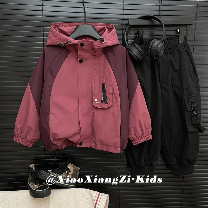 Q现货-春装儿童韩版运动风拼色潮流洋气外套SJC3003