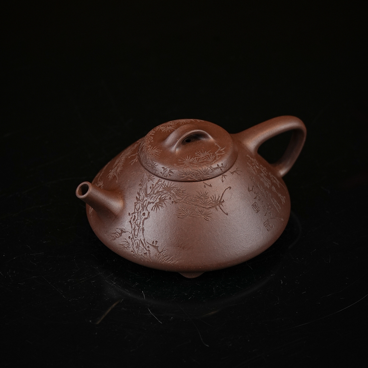 合瓢 曹振江制 心云刻绘 紫泥全手工 200cc