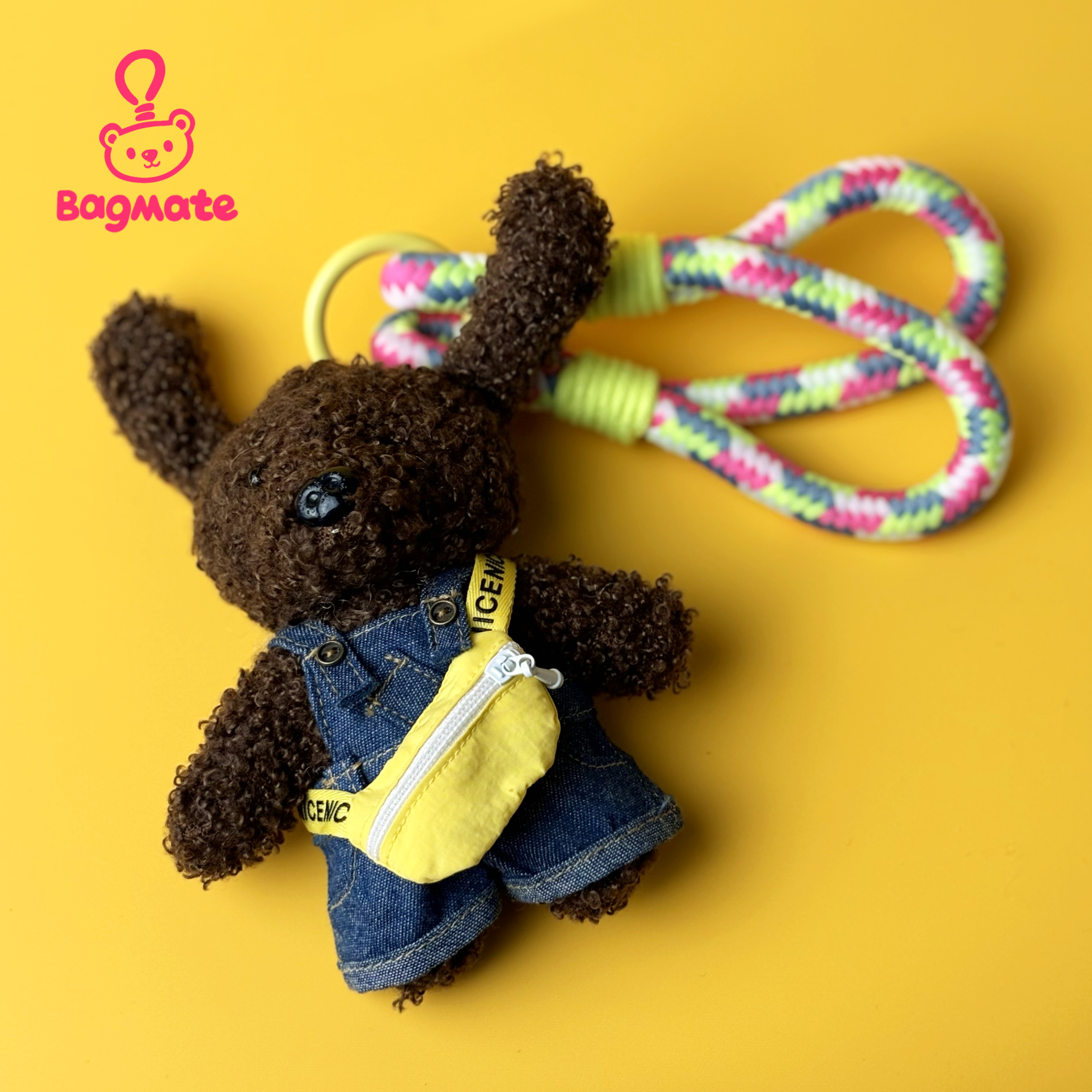 韩国原创手工可爱牛仔背带裤小熊玩偶挂件礼物创意包挂车挂钥匙扣