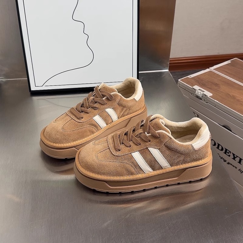 回力瑞女秋冬保暖韩版百搭小众厚底休闲鞋圆头系带加绒运动板鞋