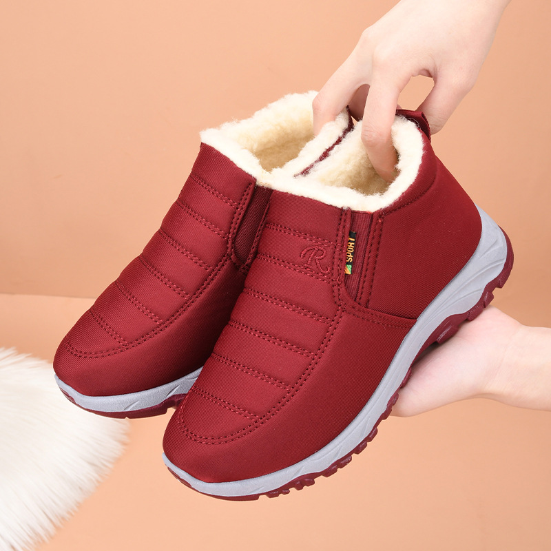 回力瑞冬季新款男女同款休闲短靴加绒保暖雪地靴加厚防水妈妈鞋