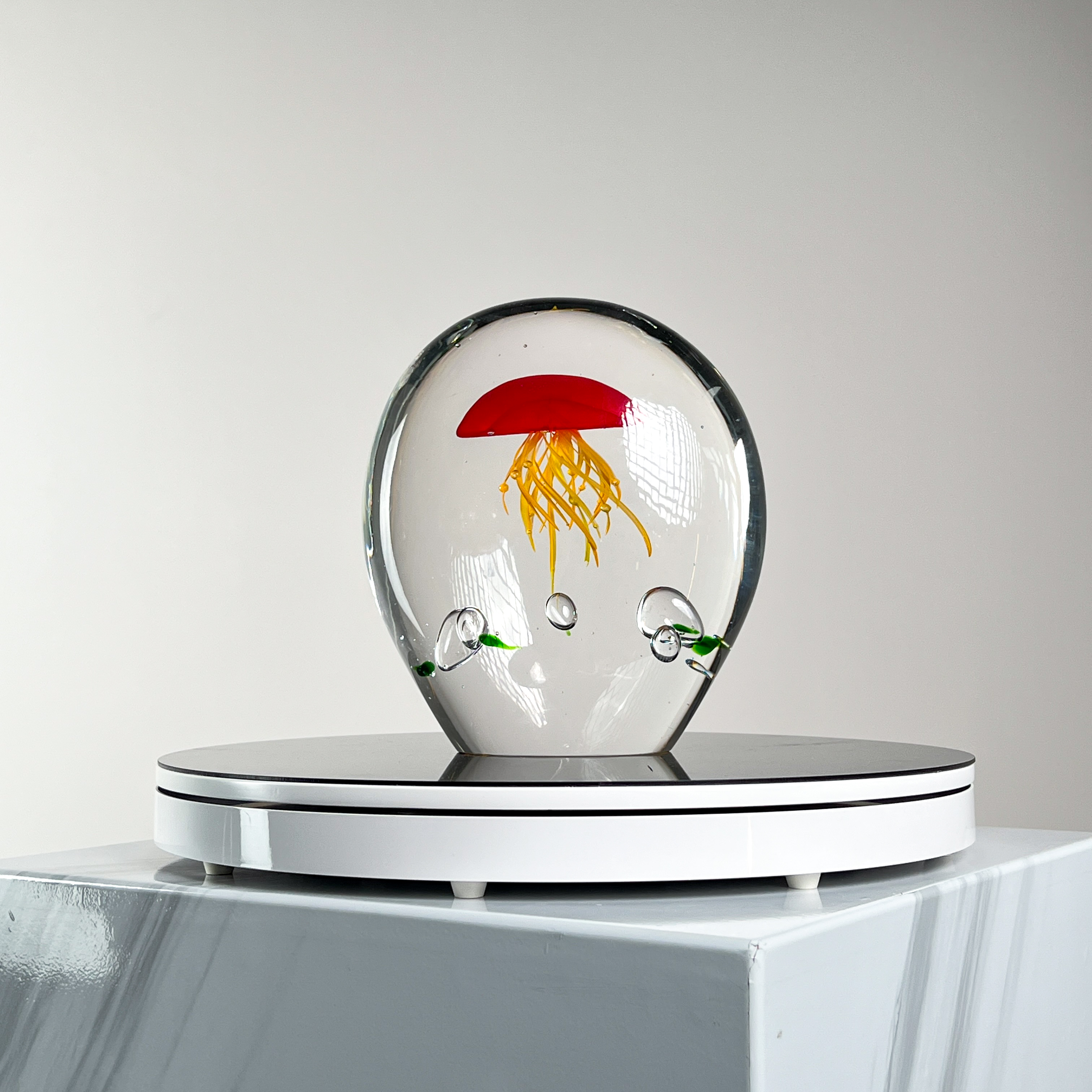 巴比特美学【红头黄须水母】轻奢极简风格纯手工水晶琉璃