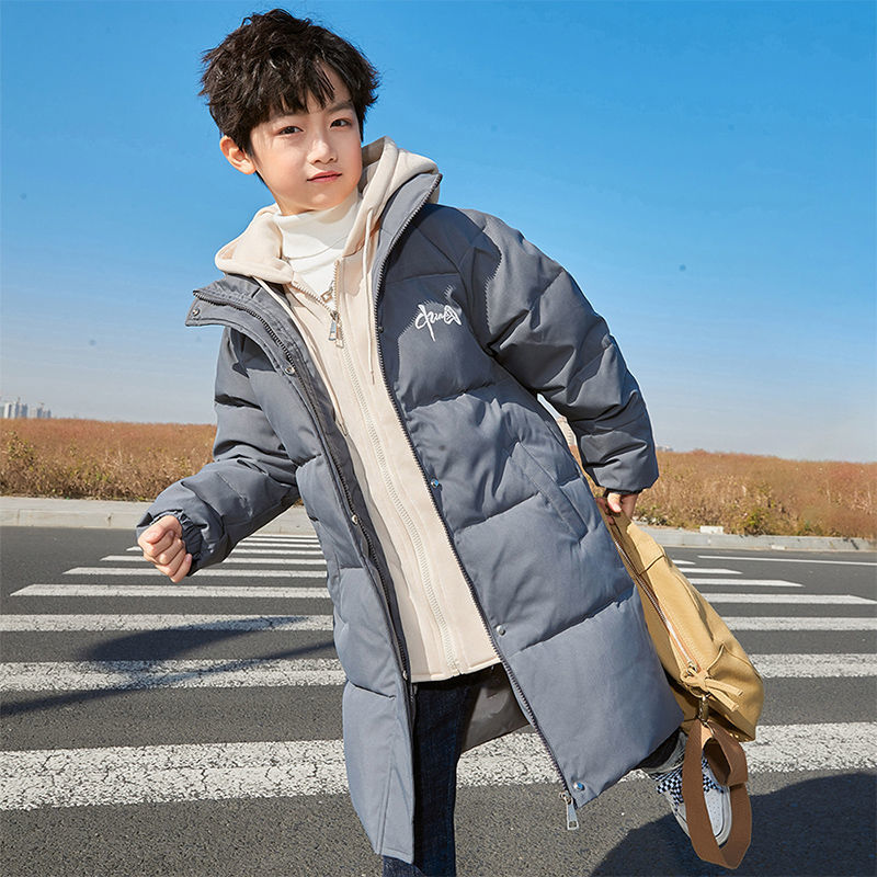 波官正司方品新登假两件2023新款男童羽绒服中长款加厚儿童装中大