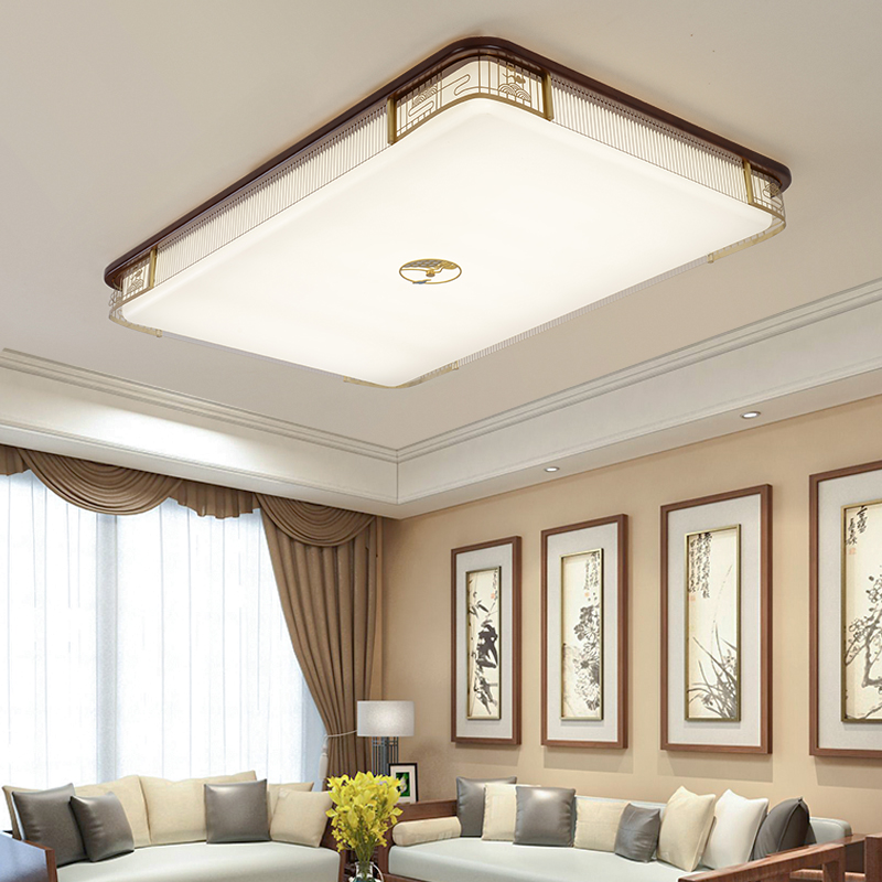 新中式客厅吸顶灯金丝檀木简约禅意中国风卧室灯餐厅书房灯具套餐