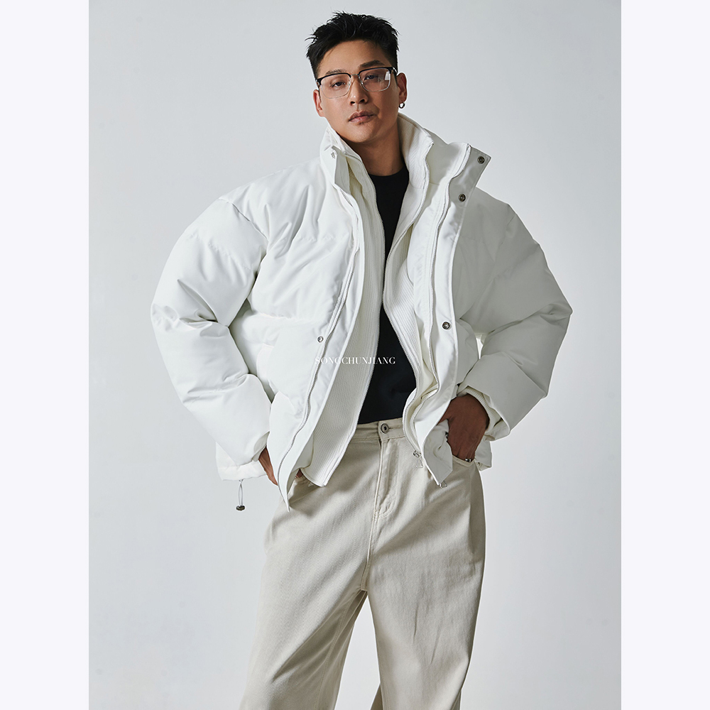 宋春江同款 假两件双层领设计冬季保暖棉衣宽松简约加厚面包服