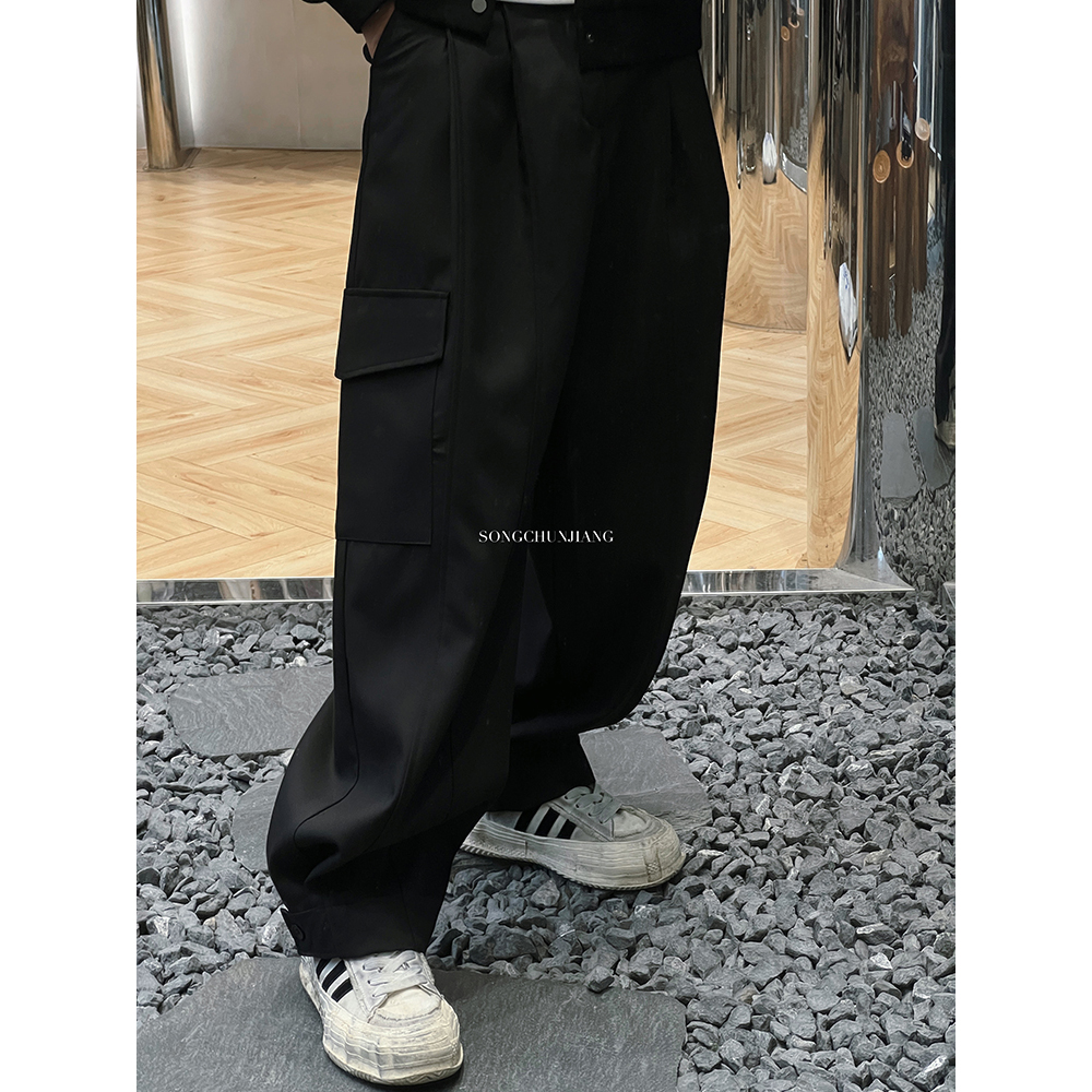 宋春江同款 高品质宽松阔腿休闲裤直筒设计感工装裤百搭长裤
