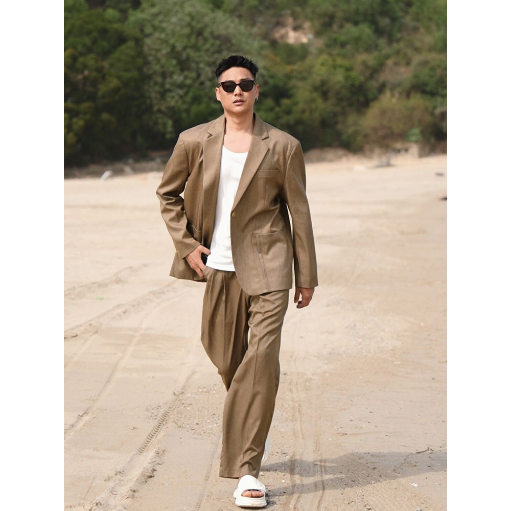 宋春江同款 早春宽松百搭杂志感休闲西装外套肌理感高级设计西服