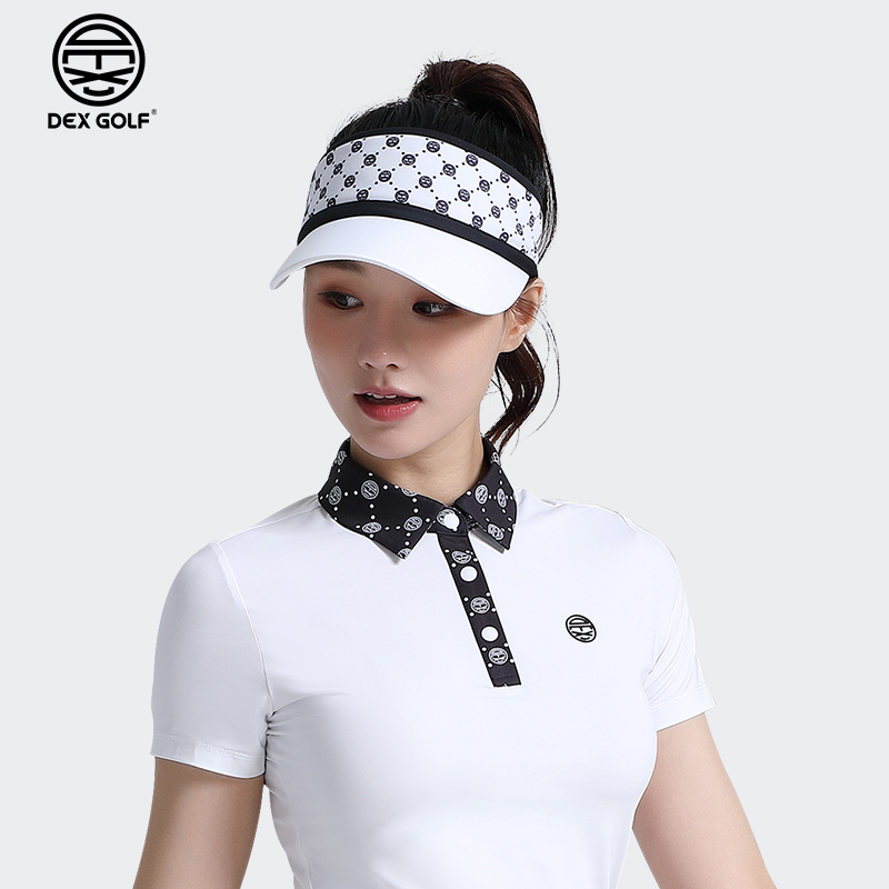 DEXGOLF韩国高尔夫球帽无顶帽印花logo遮阳帽户外运动帽可调节
